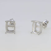Sterling Silver Semi Mount Earrings Setting Cushion CU 9x7mm Stud - Syzjewelry